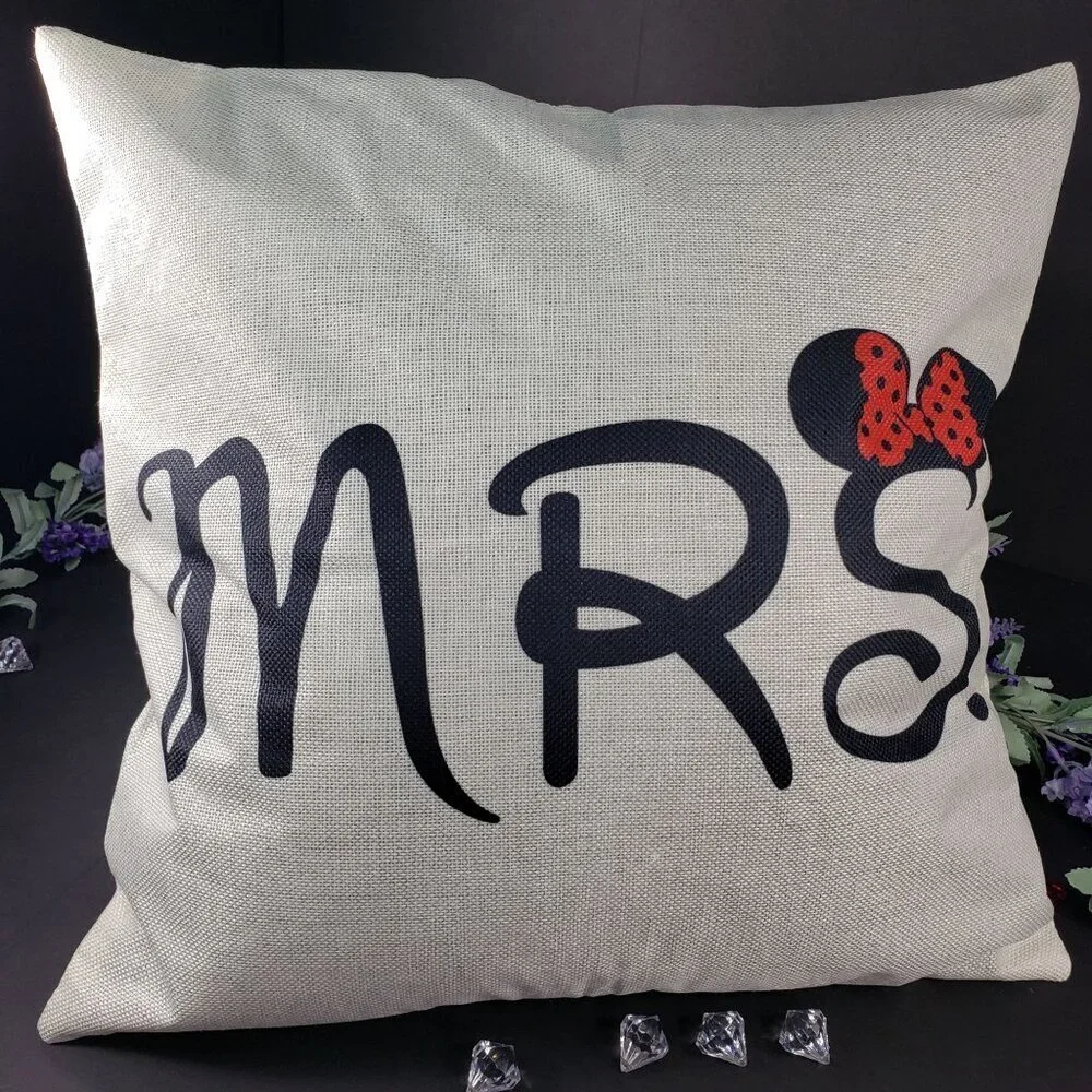 MRS Minnie Mouse Ears Sham Pillowcase Throw Accent Cushion Cover Home Decor